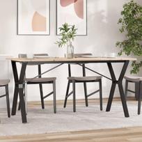 vidaXL Valgomojo stalas, 140x80x75cm, pušis ir plieninis, Y formos rėmas
