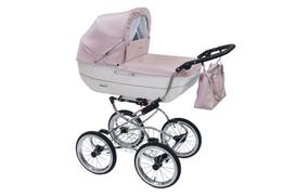 Retro stiliaus vežimėlis su automobiline kedute Renee Baby Fashion, white/pink
