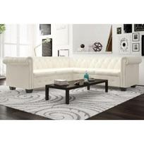 Chesterfield penkiavietė sofa, dirbtinė oda, balta, Balta