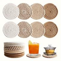 Rinkinys: 8 sugeriantys puodelių padėkliukai – minimalistiniai medvilniniai kilimėliai