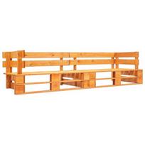 Dvivietė sodo sofa iš palečių, ruda