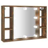 Veidrodinė spintelė su led, dūminio ąžuolo, 76x15x55cm, Ruda