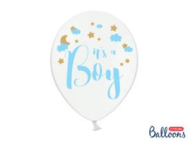 Balionai 30 cm It's a Boy Pastel, balti, 6 vnt.