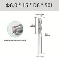 Frezavimo antgalis aliuminiui 6mm, volframo plienas, 6*D6*50L