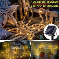 Saulės LED girlianda vintage virve, 393,7 colio / 10 m 200 šviesos diodų