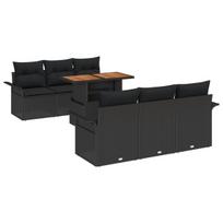 vidaXL Sodo Sofų Rinkinys su pagalve 7 pcs Juoda