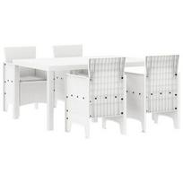vidaXL Sodo valgomojo komplektas 5 pcs Balta Polt ratanas