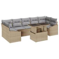 vidaXL Sodo Sofų Rinkinys 8 pcs smėlio ir šviesiai pilkos spalvos