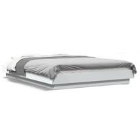 vidaXL Lovos rėmas su LED, baltas, 135x190cm, apdirbta mediena