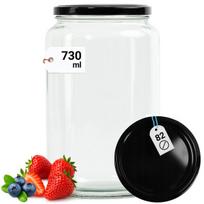 Stiklinis indelis su metaliniu dangteliu Ø82, 730 ml, skaidrus