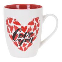 Puodelis Love You, baltas/raudonas, 300 ml
