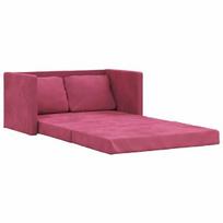 Grindų sofa-lova, 2-1, raudonojo vyno, 122x204x55cm, aksomas