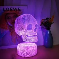 3D kaukolės formos LED naktinė lempa su spalvų keitimu, 16 spalvų, baltas traškėjimas