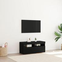 Juoda TV Spintelė su LED Šviesomis 90x35x40 cm Iš Inžinerinės Medienos