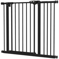 PawHut apsauga durims ir laiptams šunims, užtvaras, 74-80/87-94 cm, naminių gyvūnų apsauga, apsauginės grotelės šunims, įskaitant skirtingus prailginimus, apsauginės grotelės be gręžimo, metalas, plastikas, juoda, Juoda