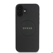 Guess Grained Gold Ring MagSafe dėklas iPhone 16 - juoda