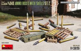 Klijuojamas Modelis MiniArt 35402 7.5cm PaK40 Ammo Boxes with Shells Set 2 1/35