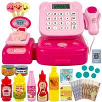 Interaktyvi kasos aparatas + svarstyklės + 28 dalys + garsai ir šviesos