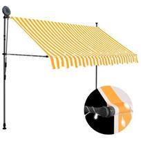 vidaXL Rankinė ištraukiama markizė su LED, balta ir oranžinė, 300cm, Įvairiaspalvis