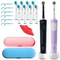 ORAL-B VITALITY PRO ALYVINĖS, VIOLETINĖS IR JUODOS SPALVŲ ELEKTRINIŲ DANTŲ ŠEPETĖLIŲ RINKINYS