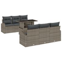 vidaXL Sodo Sofų Rinkinys su pagalve 7 pcs Pilka Poli ratanas