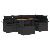 vidaXL Sodo Sofų Rinkinys su saugykla 6 pcs Juoda Poli ratanas