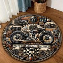 Retro motociklų rašto kilimas, 100 cm / 39 colių