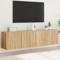 Prie sienos montuojamos tv spintelės, 2vnt., ąžuolo, 80x30x41cm