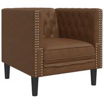 Chesterfield krėslas, rudos spalvos, dirbtinė versta oda