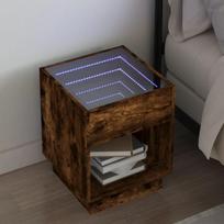 vidaXL Naktinis staliukas su Infinity LED, rudas ąžuolo, 40x40x50cm