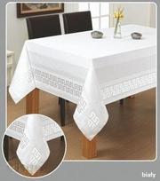 Balta 140x300 MESA LUX Versace dėmėms atspari staltiesė, Balta 140x300 MESA LUX Versace dėmėms atspari staltiesė