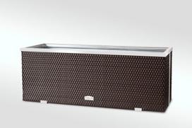Lauko vazonas iš poliuretano su aliuminio metalo apdaila 100 cm x 30 cm x 60 cm, dūminė ruda