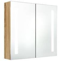 Veidrodinė vonios spintelė su LED, ąžuolo, 62x14x60cm CFE9900618