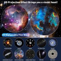 Projektorius „Galaxy“ projektorius, tikroviškas žvaigždėtas dangus naktinis apšvietimas su 12 filmų diskų, miegamojo lubų namams Svetainės dekoras baltas