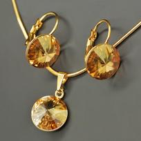 Papuošalų rinkinys moterims DiamondSky Clarice II (Golden Shadow) su Swarovski kristalais