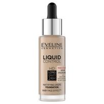 Makiažo pagrindas Eveline Liquid Control HD Mattifying Drops Foundation, 035 Natural Beige, 32 ml