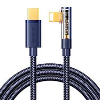 Kampinis USB-C - Lightning kabelis iPhone, 20W, 480Mbps, 1.2m, mėlynas