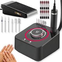 LIVMAN UV-601 manikiūrui ir pedikiūrui su 6 skirtingais antgaliais ir 30 šlifavimo juostelių, 48W, 40 000 apsisukimų per minutę