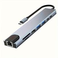 8-in-1 USB C Hub C tipo 4K HDTV Adapteris su 100M RJ45 SD/TF Kortelių Skaitytuvu Greitas Įkrovimas, Tinkamas MacBook ir Windows Laptopams