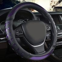 Tinka dirbtinės odos vairo dangtis su širdelėmis. , Juoda violetinė-apvali (5 spalvos) novatoriška automobilio puošmena