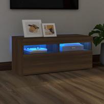 Tv spintelė su led apšvietimu, ruda ąžuolo, 90x35x40cm