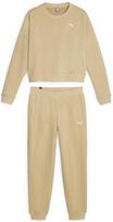 Sportinis kostiumas moterims Puma Loungewear Suit Cream 676089, smėlio spalvos