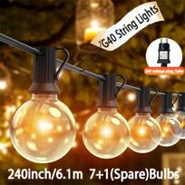 LED lauko girlianda G40 lemputėmis, 20FT/6,1m 7+1(Atsarginės)Lemputės