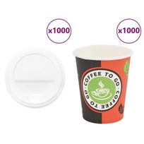 vidaXL popieriniai kavos puodeliai su dangteliais 1000 vnt 8oz 240ml