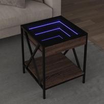 Kavos staliukas su infinity led lemputėmis, rudas, 40x40x49cm