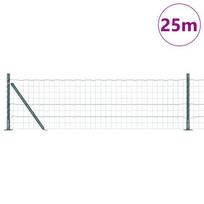 vidaXL Tvora su stulpais Žalia 0,4 x 25 m Plienas ir PVC