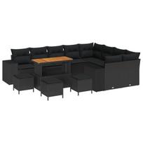 vidaXL Sodo Sofų Rinkinys su pagalve su saugykla 13 pcs Juoda