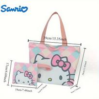 Didelė drobės rankinė su užtrauktuku, Rožinis Hello Kitty pečių krepšys