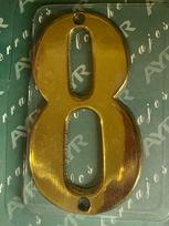 Buto / namo durų numeris, 9 cm, "8", žalvaris