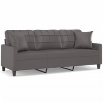 Trivietė sofa，Poilsio sofa su pagalvėlėmis, pilka, 180cm, dirbtinė oda CFE18160